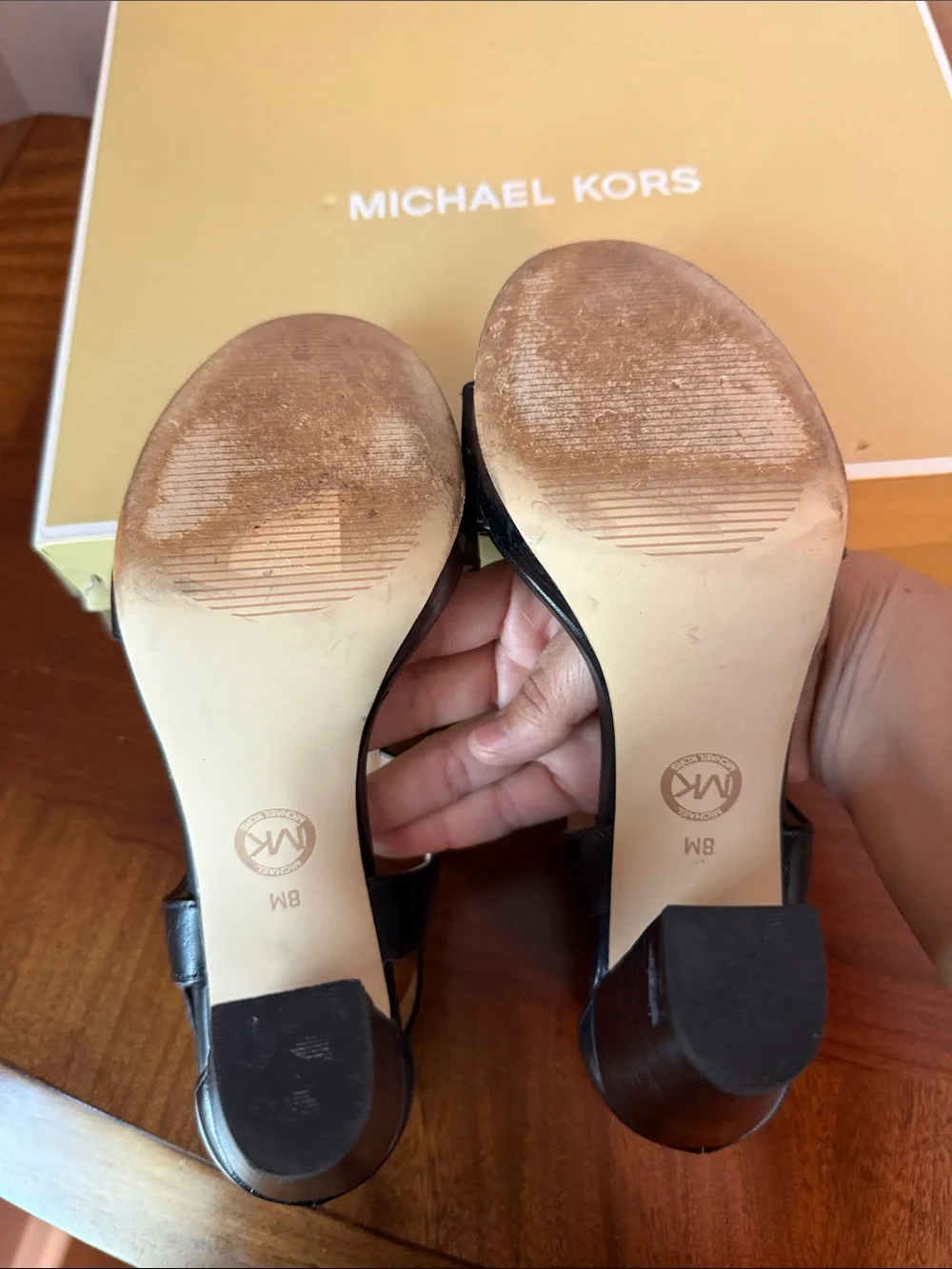 MICHAEL KORS Black Leather Zip-Front Platform Heels